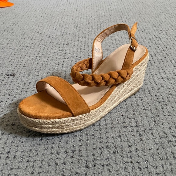 Womens Braided Espadrille Wedge Sandals - Tan - Picture 2 of 3